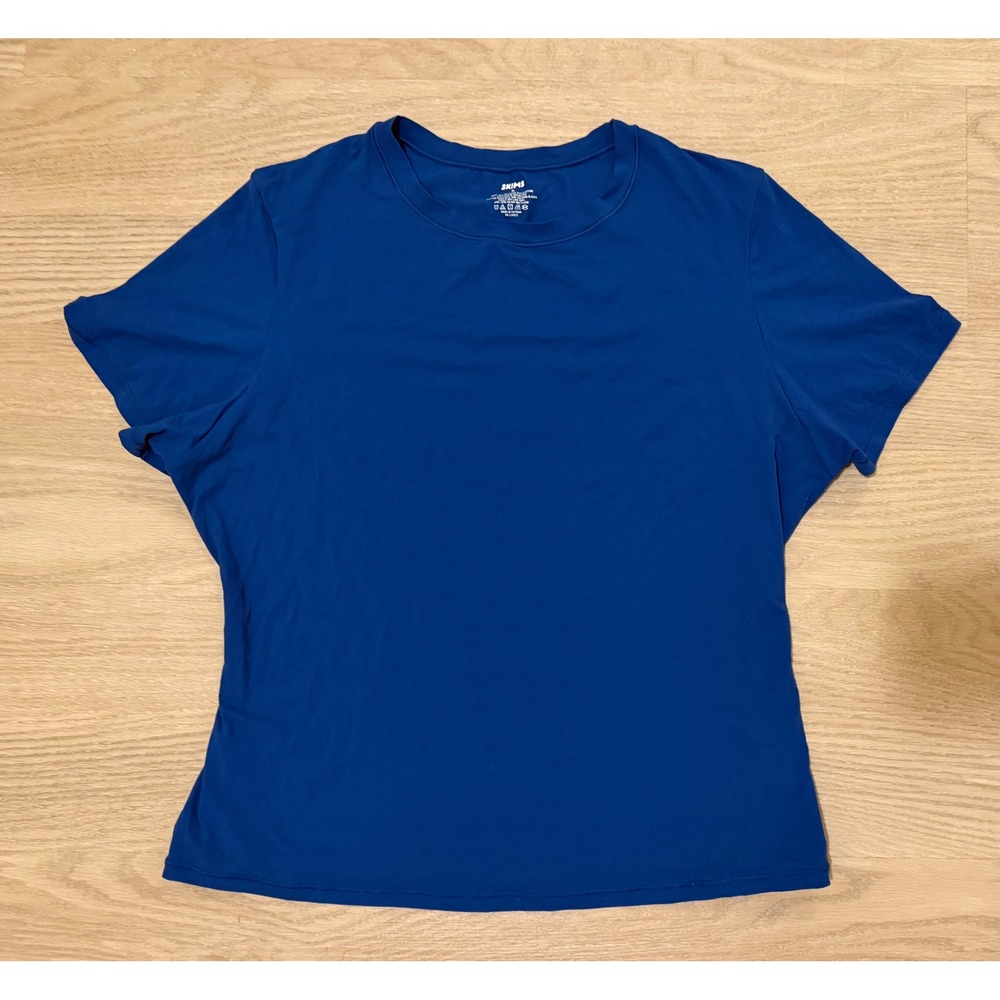 SKIMS Fits Everybody Tee Shirt Womens XL Saphire Blue Short Sleeve Minimalist